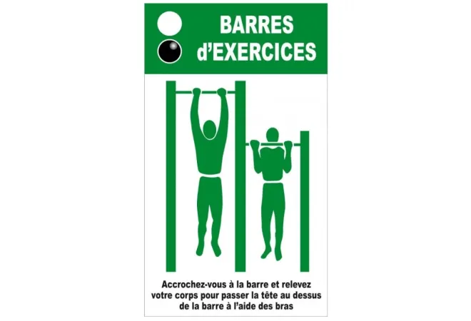 Panneau explicatif parcours de santé "Barres d'exercices"