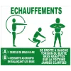 Panneau d'instructions pour échauffements, parcours sportif
