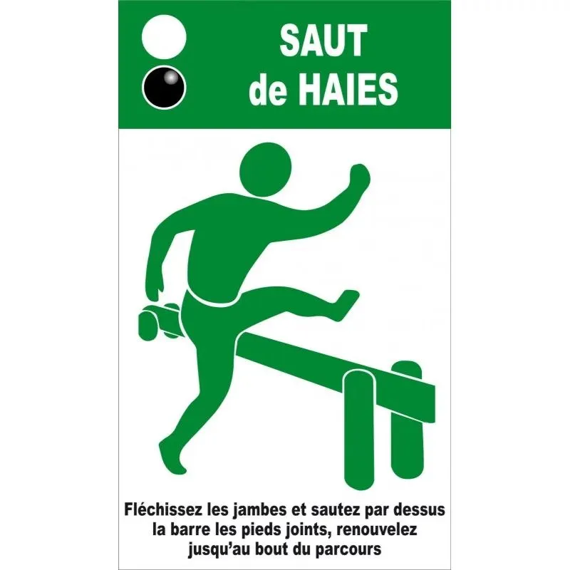 Panneau pour saut de haies sur parcours sportif