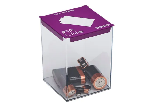 Collecteur de piles 2 L transparent et violet Collecteur de piles 2 L transparent et violet