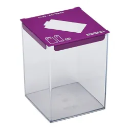 Bac de recyclage de piles cube 2 L transparent avec dessus violet Bac de recyclage de piles cube 2 L transparent avec dessus violet