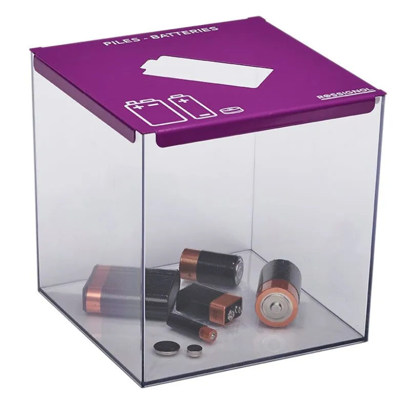 Bac de recyclage pour piles de 7 L transparent et violet Bac de recyclage pour piles de 7 L transparent et violet