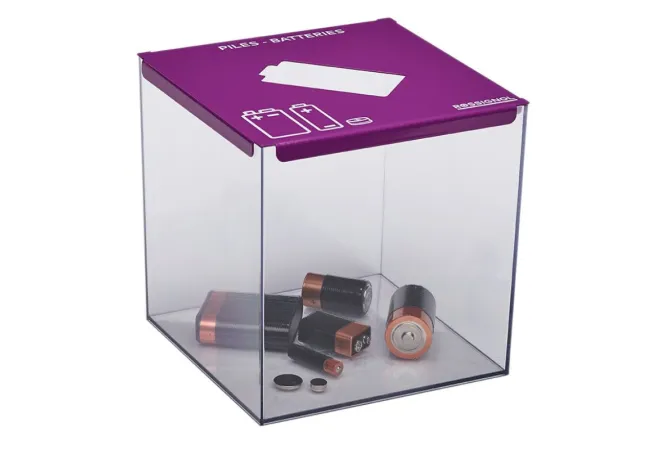 Bac de recyclage pour piles de 7 L transparent et violet Bac de recyclage pour piles de 7 L transparent et violet