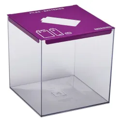 Collecteur de piles transparent et violet de 7 litres Collecteur de piles transparent et violet de 7 litres