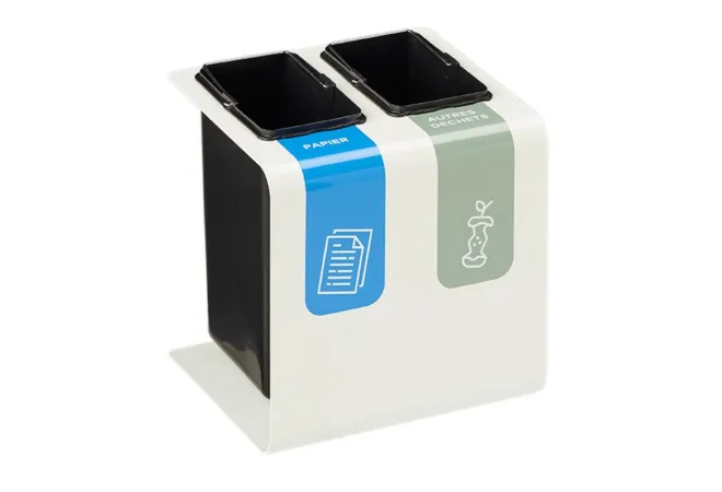 Corbeille de tri sélectif 2 bacs amovibles de 8 L