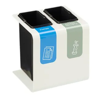 Corbeille de tri sélectif 2 bacs amovibles de 8 L