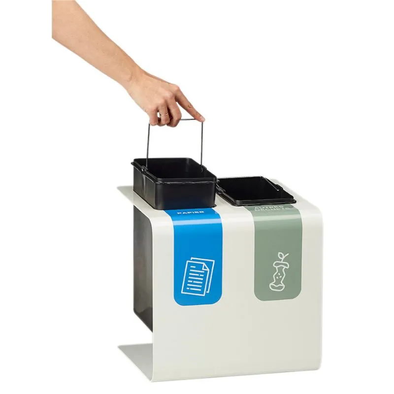 Poubelle intérieure tri avec 2 bacs amovibles de 8 L chaque