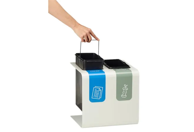 Poubelle intérieure tri avec 2 bacs amovibles de 8 L chaque