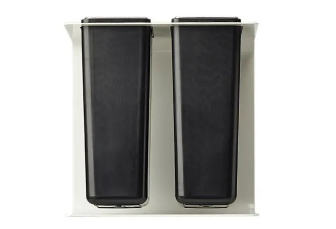 Vue arrière de poubelle intérieure de tri 2 X 8 L