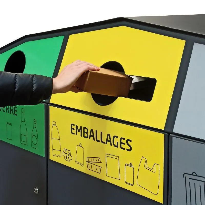 Poubelle de tri collectif extérieur ouverture calibrée