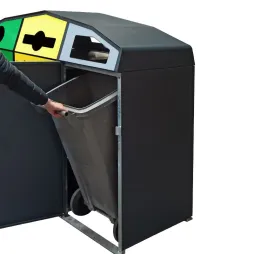 Poubelle tri urbaine tri sélectif 3 bacs roulants