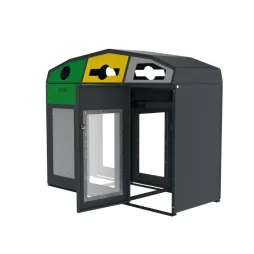 Poubelle vigipirate 3 flux pour le tri sélectif extérieur