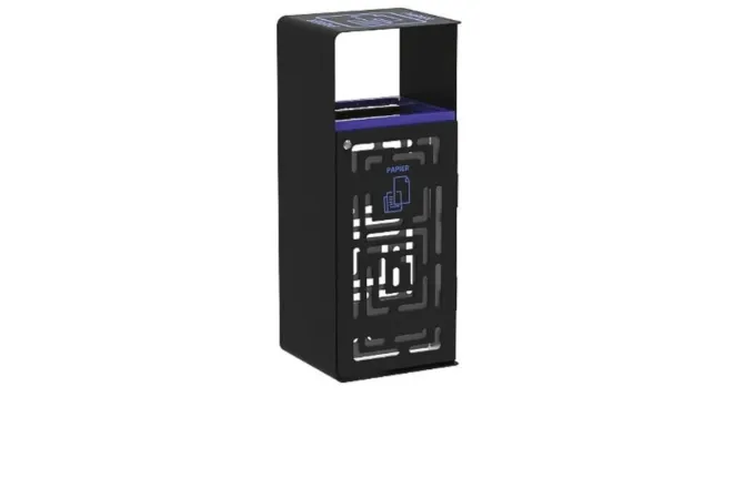 Poubelle tri sélectif ajourée coloris gris et bleu