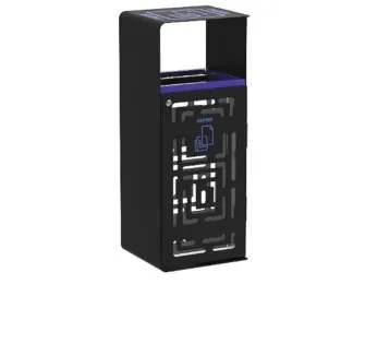 Poubelle tri sélectif ajourée coloris gris et bleu