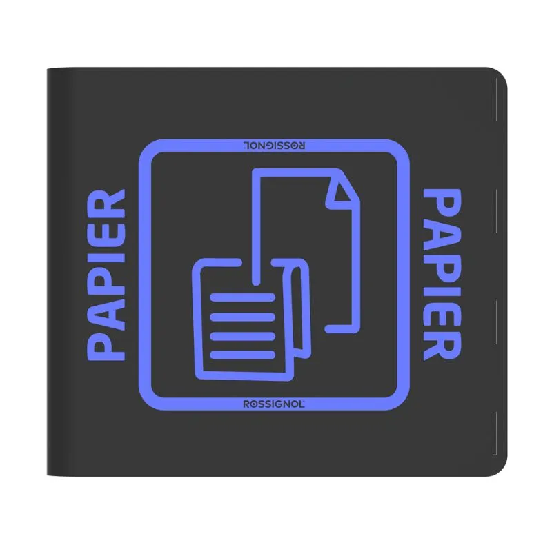 Dessus de poubelle de tri papier coloris bleu