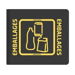 Dessus de poubelle de tri coloris jaune picto emballages