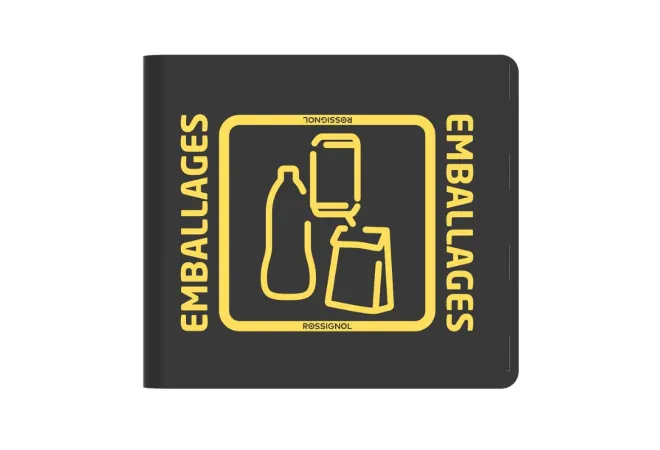 Dessus de poubelle de tri coloris jaune picto emballages