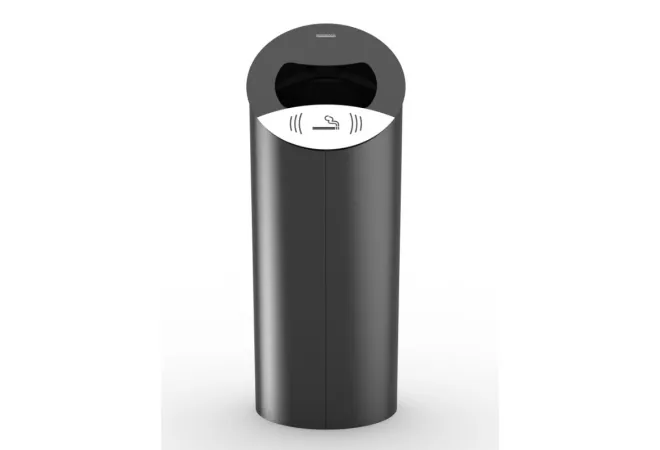 Poubelle de ville avec plaque écrase mégot