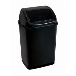 Poubelle à couvercle basculant en polypro noir de 35 L