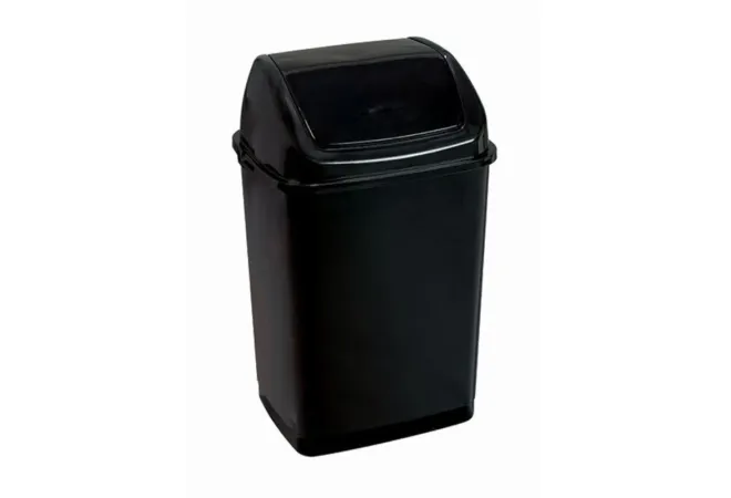 Poubelle à couvercle basculant en polypro noir de 35 L