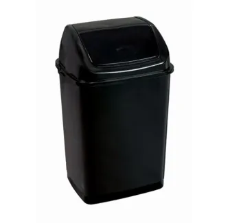 Poubelle à couvercle basculant en polypro noir de 35 L