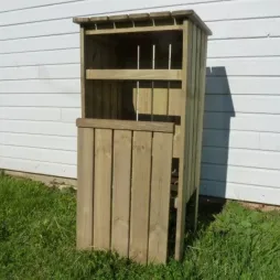 Poubelle parc public en bois de pin avec façade amovible
