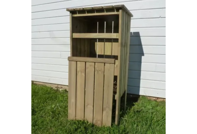 Poubelle parc public en bois de pin avec façade amovible