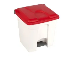 Poubelle à pédale tri intérieur 30 L base blanche couvercle rouge