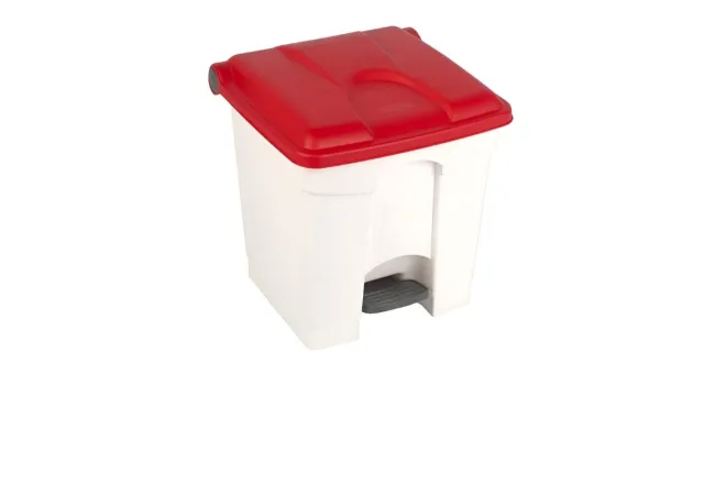 Poubelle à pédale tri intérieur 30 L base blanche couvercle rouge
