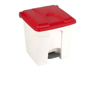 Poubelle à pédale tri intérieur 30 L base blanche couvercle rouge