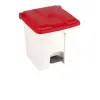 Poubelle à pédale tri intérieur 30 L base blanche couvercle rouge