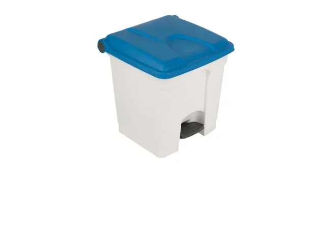 Poubelle à pédale tri intérieur - 30 L - blanc/bleu