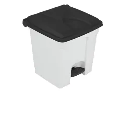 Poubelle tri bureau base blanche couvercle noir de 30 L