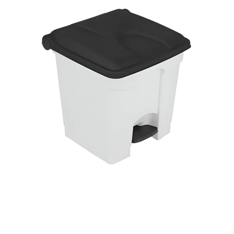 Poubelle tri bureau base blanche couvercle noir de 30 L