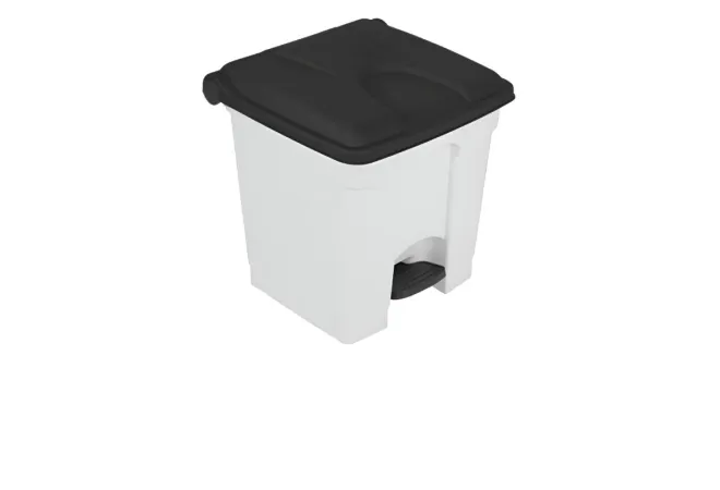 Poubelle tri bureau base blanche couvercle noir de 30 L
