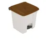 Corbeille de bureau tri sélectif à pédale couvercle marron base blanche 30 L
