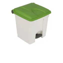 Corbeille à pédale de tri intérieur 30 L blanc et vert