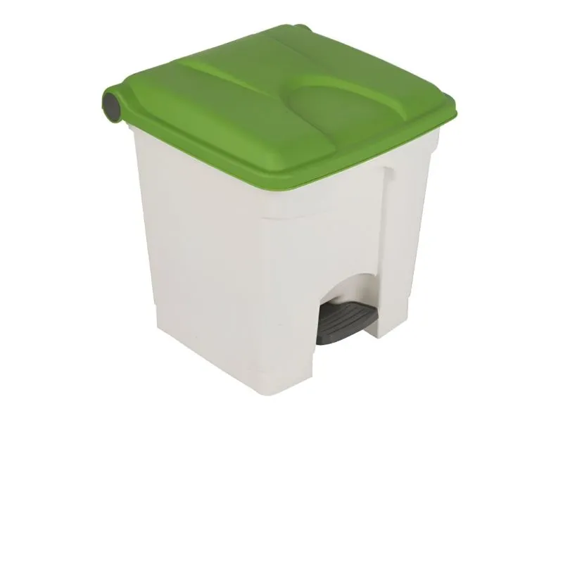 Corbeille à pédale de tri intérieur 30 L blanc et vert