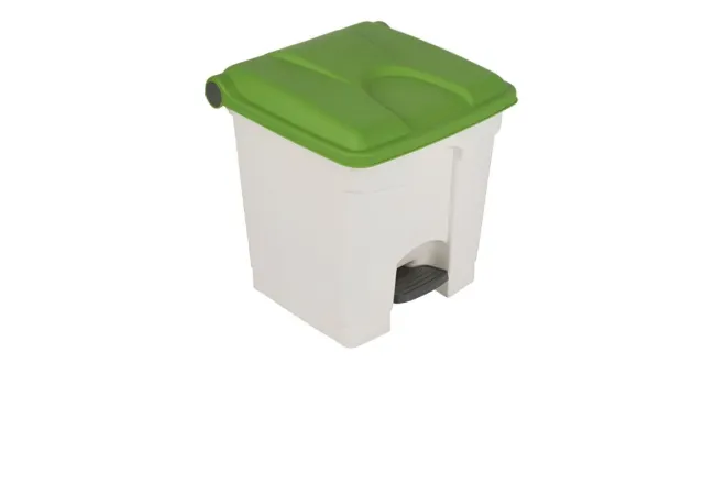 Corbeille à pédale de tri intérieur 30 L blanc et vert