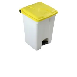 Poubelle tri bureau à pédale 45 L blanc/jaune
