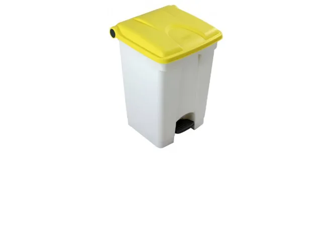 Poubelle tri bureau à pédale 45 L blanc/jaune