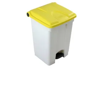 Poubelle tri bureau à pédale 45 L blanc/jaune
