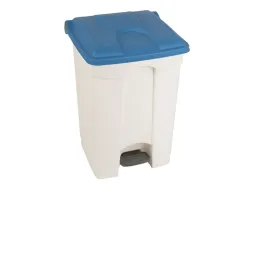 Poubelle de tri intérieur à pédale corps blanc couvercle bleu 45 L
