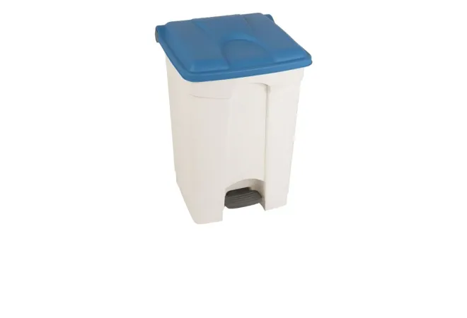 Poubelle de tri intérieur à pédale corps blanc couvercle bleu 45 L