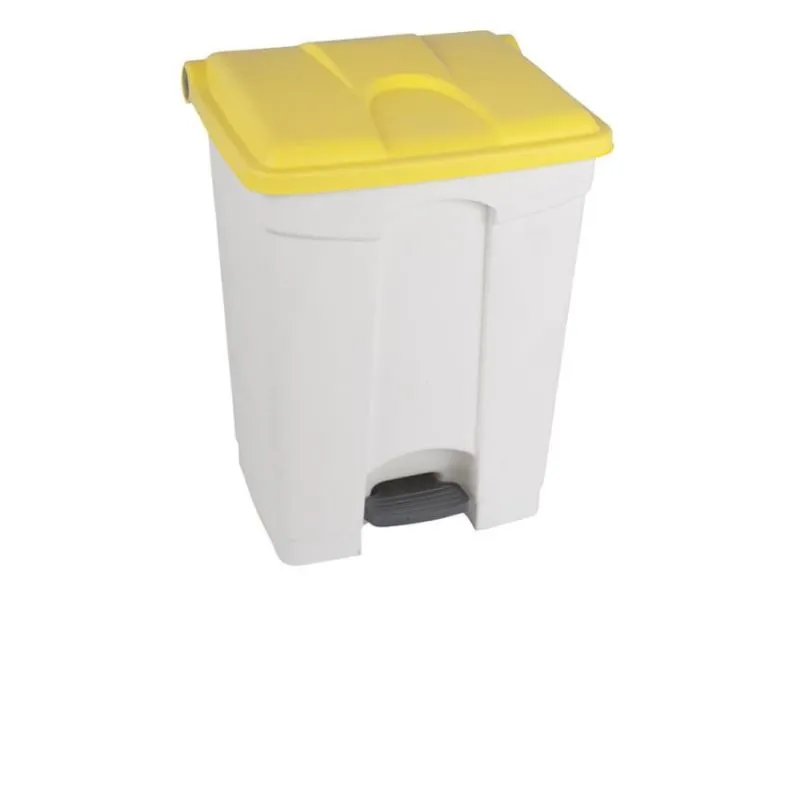 Poubelle à pédale tri intérieur blanche et jaune 70 L