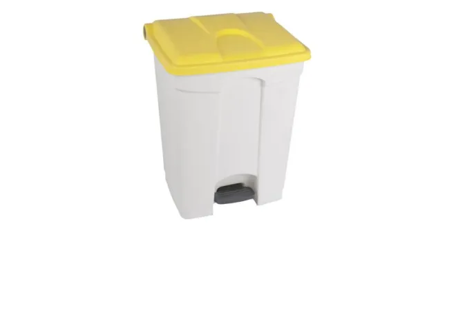 Poubelle à pédale tri intérieur blanche et jaune 70 L