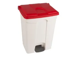 Poubelle à pédale de tri intérieur 70 L base blanche couvercle rouge