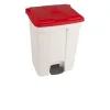 Poubelle à pédale de tri intérieur 70 L base blanche couvercle rouge