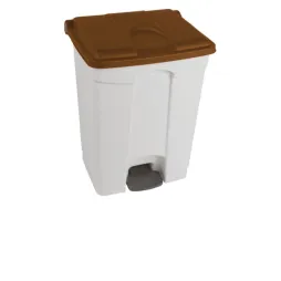 Poubelle de tri intérieur à pédale 70 L corps blanc couvercle marron