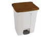Poubelle de tri intérieur à pédale 70 L corps blanc couvercle marron
